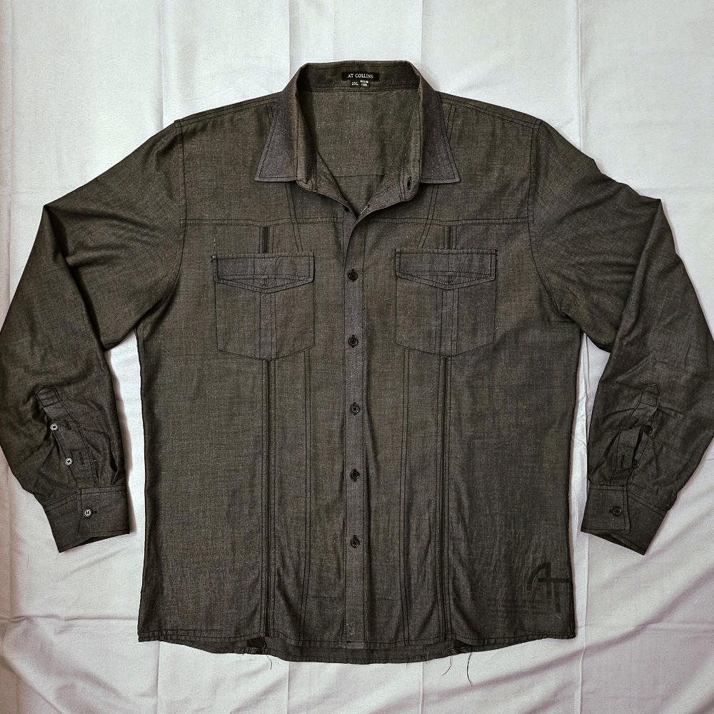 AT Collins Men's Button Up Shirt Navy Size XL / 2XL